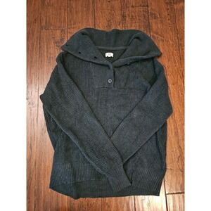 Aerie Women Waffle Knit Old Money Mock Neck Sweater Forest Green Dark Academia S